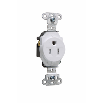 Tamper-Resistant Construction Spec Grade Single Receptacles, Back & Side Wire, 15A, 125V, White TR5251W