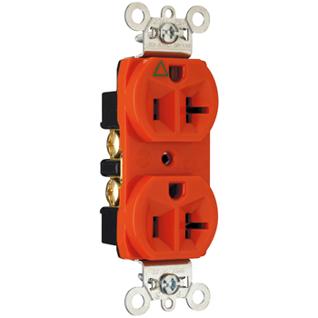 Pass & Seymour IG5362 20 Amp 125 VAC 2-Pole 3-Wire NEMA 5-20R Orange Nylon Face Duplex Isolated Ground Receptacle Pass & Seymour IG5362 20 Amp 125 VAC 2-Pole 3-Wire NEMA 5-20R Orange Nylon Face Duplex Isolated Ground Receptacle