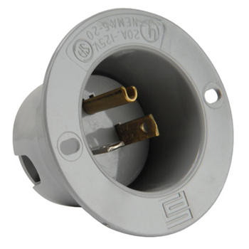 Pass & Seymour 5378-SS 20 Amp 125 Volt 2-Pole 3-Wire NEMA 5-20P Gray Thermoplastic Straight Blade Flanged Inlet Pass & Seymour 5378-SS 20 Amp 125 Volt 2-Pole 3-Wire NEMA 5-20P Gray Thermoplastic Straight Blade Flanged Inlet