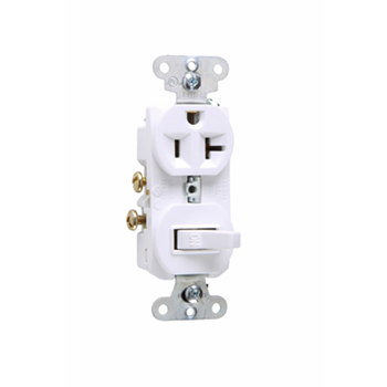 Product image for Pass & Seymour 671-W Single Pole, Single Receptacle, Combination Switch, 20 amps, 120V - White