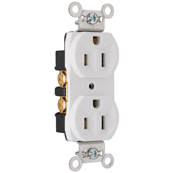 Construction Spec Grade Receptacles, Back & Side Wire, 15A, 125V, White CRB5262W