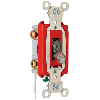 Industrial Extra Heavy-Duty Specification Grade Switch, Lighted When On, Back & Side Wire, Clear PS20AC3CPL