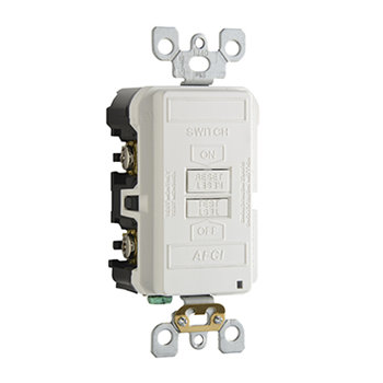 Product image for Pass & Seymour AF20DFLA White Specification Grade Dead Front Outlet Branch Circuit AFCI Receptacle