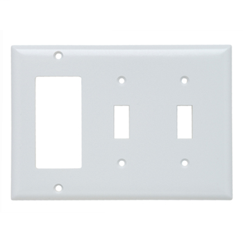 Pass & Seymour SP226-W 3-Gang 2-Toggle 1-Decorator White Smooth Thermoset Plastic Standard Combination Wallplate Pass & Seymour SP226-W 3-Gang 2-Toggle 1-Decorator White Smooth Thermoset Plastic Standard Combination Wallplate
