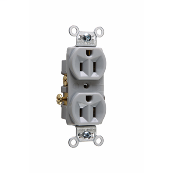 Pass & Seymour CR15-GRY 15 Amp 125 VAC 2-Pole 3-Wire NEMA 5-15R Gray Nylon Face Corrosion-Resistant Duplex Receptacle Pass & Seymour CR15-GRY 15 Amp 125 VAC 2-Pole 3-Wire NEMA 5-15R Gray Nylon Face Corrosion-Resistant Duplex Receptacle