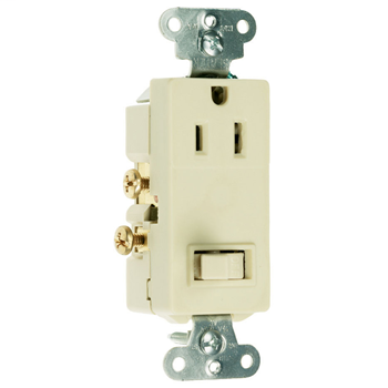 Product image for Pass & Seymour 681-I 15A 120/125V Decorator Combination 1-Pole Switch/Single Receptacle, NEMA 5-15R - Ivory