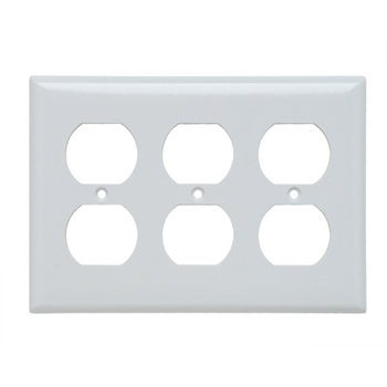 Pass & Seymour SP83-W 3-Gang 3-Duplex White Smooth Thermoset Plastic Standard Wallplate Pass & Seymour SP83-W 3-Gang 3-Duplex White Smooth Thermoset Plastic Standard Wallplate
