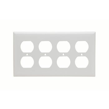 Duplex Receptacle Wall Plate, Four Gang, White SP84W