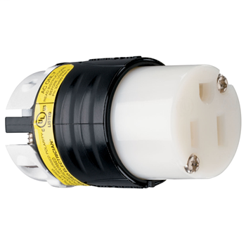Pass & Seymour PS5269-XGCM 15 Amp 125 Volt 2-Pole 3-Wire NEMA 5-15R Black and White Nylon Angled Straight Blade Connector Pass & Seymour PS5269-XGCM 15 Amp 125 Volt 2-Pole 3-Wire NEMA 5-15R Black and White Nylon Angled Straight Blade Connector