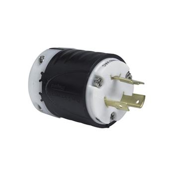 Pass & Seymour L820-P 20 Amp 480 VAC 2-Pole 3-Wire NEMA L8-20P Black and White Nylon Straight Locking Plug Pass & Seymour L820-P 20 Amp 480 VAC 2-Pole 3-Wire NEMA L8-20P Black and White Nylon Straight Locking Plug