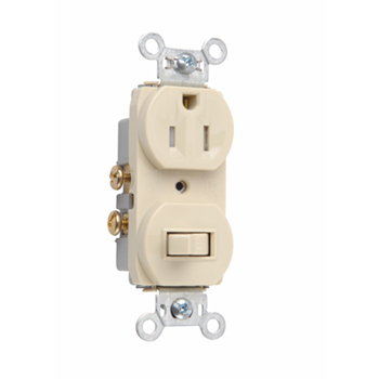 15A, 120/125V Combination Single-Pole Switch & Tamper-Resistant Single Receptacle, Ivory 691TRI