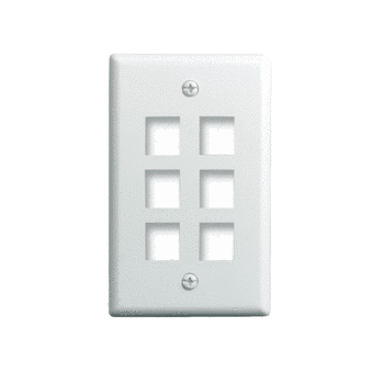 WP3406-WH - 1-Gang, 6-Port Wall Plate, White