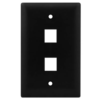 Product image for On-Q WP3402-BK 1-Gang 2-Port Black High Impact Flame Retardant Plastic Keystone Wallplate