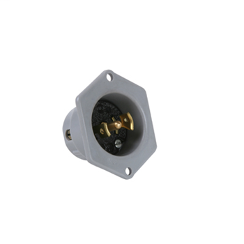 Product image for Pass & Seymour ML315 2.06 x 1.13 Inch 125/250 VAC 15 Amp 3-Pole 3-Wire Black/Gray Midget Lock Flanged Outlet
