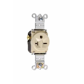 Mayer-DDS-Heavy-Duty Spec Grade Single Receptacles, Back & Side Wire, 20A, 250V, Ivory 5871I-1