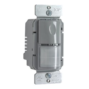 Product image for Pass & Seymour PTWSP250-GRY Commercial Occupancy Sensor (PIR) PlugTail™ Automatic Wall Switch - Gray