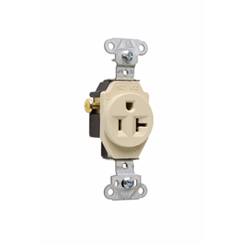 Pass & Seymour 5351-I 20 Amp 125 VAC 2-Pole 3-Wire NEMA 5-20R Ivory Single Receptacle Pass & Seymour 5351-I 20 Amp 125 VAC 2-Pole 3-Wire NEMA 5-20R Ivory Single Receptacle