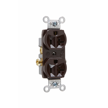 Pass & Seymour CR20 20 Amp 125 VAC 2-Pole 3-Wire NEMA 5-20R Brown Nylon Face Corrosion-Resistant Duplex Receptacle Pass & Seymour CR20 20 Amp 125 VAC 2-Pole 3-Wire NEMA 5-20R Brown Nylon Face Corrosion-Resistant Duplex Receptacle