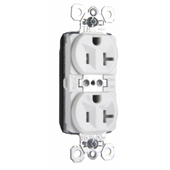 Pass & Seymour PTTR5362W 20 Amp 125 Volt White PlugTail Tamper Resistant Spec Grade Receptacles Pass & Seymour PTTR5362W 20 Amp 125 Volt White PlugTail Tamper Resistant Spec Grade Receptacles