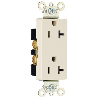 Pass & Seymour 26352-LA 20 Amp 125 VAC 2-Pole 3-Wire NEMA 5-20R Light Almond Nylon Face Heavy Duty Duplex Decorator Receptacle Pass & Seymour 26352-LA 20 Amp 125 VAC 2-Pole 3-Wire NEMA 5-20R Light Almond Nylon Face Heavy Duty Duplex Decorator Receptacle