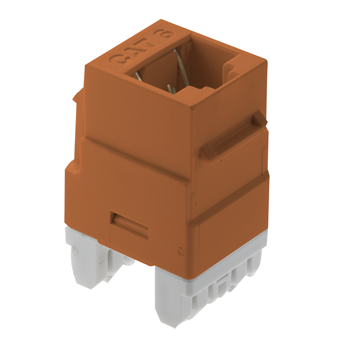 Product image for On-Q WP3460-OR 1-Port RJ45 Category 6 Orange Plastic Snap-In Keystone Connector