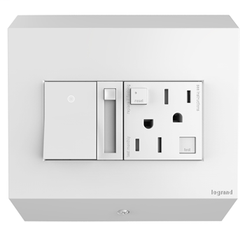 Product image for Wiremold APCB6W2 adorne® Control Box with Paddle Dimmer and 15A GFCI, White