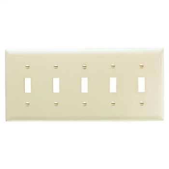 Pass & Seymour TP5-I 5-Gang 5-Toggle Switch Ivory Nylon Standard Unbreakable Wallplate Pass & Seymour TP5-I 5-Gang 5-Toggle Switch Ivory Nylon Standard Unbreakable Wallplate