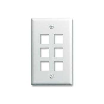 Product image for Pass & Seymour F3406-WH 6-Gang 6-Port White Smooth Polished Keystone Wallplate