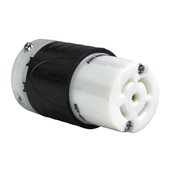 Pass & Seymour L2130-C 30 Amp 120/208 VAC Star 3-Phase 4-Pole 5-Wire L21-30R Black and White Nylon Locking Connector Pass & Seymour L2130-C 30 Amp 120/208 VAC Star 3-Phase 4-Pole 5-Wire L21-30R Black and White Nylon Locking Connector
