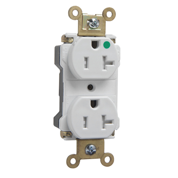 PlugTail® Extra Heavy-Duty Hospital Grade Tamper-Resistant Receptacles, 20A, 125V, White PTTR63HW