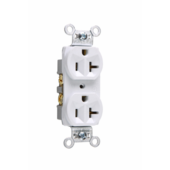 Pass & Seymour CR20-W 20 Amp 125 VAC 2-Pole 3-Wire NEMA 5-20R White Nylon Face Corrosion-Resistant Duplex Receptacle Pass & Seymour CR20-W 20 Amp 125 VAC 2-Pole 3-Wire NEMA 5-20R White Nylon Face Corrosion-Resistant Duplex Receptacle