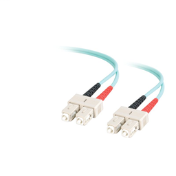Product image for QUIKTRON 852-442-003 50-MICRON 10-GIG SC TO SC DUPLEX FIBER JUMPER 1-METER AQUA