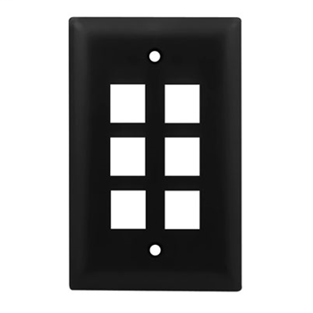 Product image for On-Q WP3406-BK 1-Gang 6-Port Black High Impact Flame Retardant Plastic Keystone Wallplate