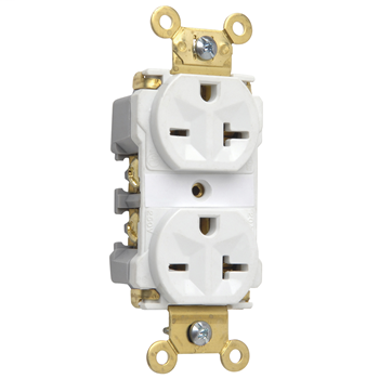 Industrial Extra Heavy-Duty Spec Grade Receptacles, Back & Side Wire, 20A, 250V, White 5862AW