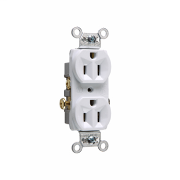 Pass & Seymour CR15-W 15 Amp 125 VAC 2-Pole 3-Wire NEMA 5-15R White Nylon Face Corrosion-Resistant Duplex Receptacle Pass & Seymour CR15-W 15 Amp 125 VAC 2-Pole 3-Wire NEMA 5-15R White Nylon Face Corrosion-Resistant Duplex Receptacle