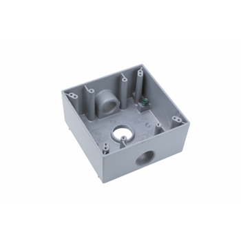 Pass & Seymour WPB332 3/4 Inch 30.5 In Gray Die-Cast Aluminum 2-Gang 3-Hole Surface Mounting Weatherproof Box Pass & Seymour WPB332 3/4 Inch 30.5 In Gray Die-Cast Aluminum 2-Gang 3-Hole Surface Mounting Weatherproof Box