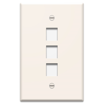 Product image for Pass & Seymour WP3303-LA 1-Gang 3-Port Light Almond High Impact Flame Retardant Plastic Oversized Keystone Wallplate