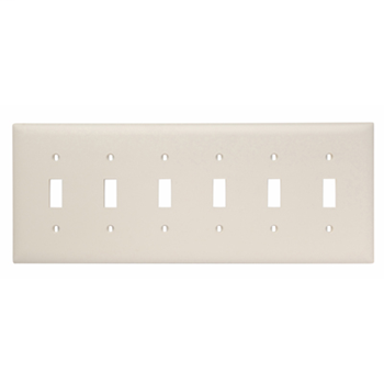 Pass & Seymour TP6-LA 6-Gang 6-Toggle Switch Light Almond Nylon Standard Unbreakable Wallplate Pass & Seymour TP6-LA 6-Gang 6-Toggle Switch Light Almond Nylon Standard Unbreakable Wallplate