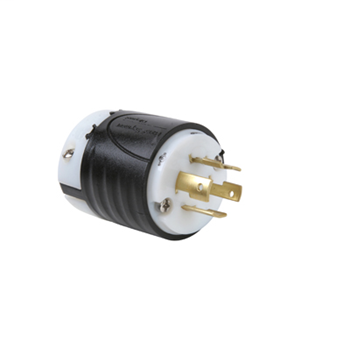 Pass & Seymour L1620-P 20 Amp 480 VAC 3-Phase 3-Pole 4-Wire NEMA L16-20P Black and White Nylon Straight Locking Plug Pass & Seymour L1620-P 20 Amp 480 VAC 3-Phase 3-Pole 4-Wire NEMA L16-20P Black and White Nylon Straight Locking Plug