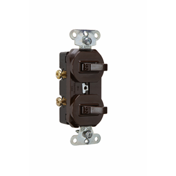 Product image for Pass & Seymour 670 Single Pole, Double Switch, 20A 120/277V - Brown