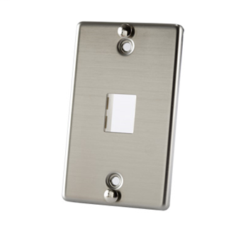 Product image for Ortronics OR-403STJ1WP 69.85 x 0.9906 x 114.3 mm 1-Port 1-Gang Stainless Steel/Brushed Data Communication Face Plate