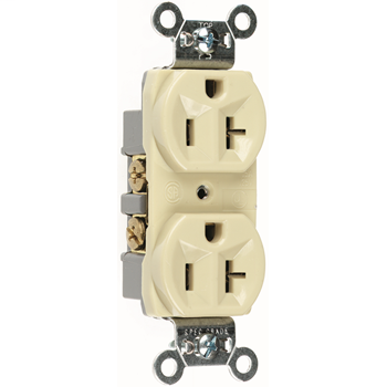 Pass & Seymour CR20-I 20 Amp 125 VAC 2-Pole 3-Wire NEMA 5-20R Ivory Nylon Face Corrosion-Resistant Duplex Receptacle Pass & Seymour CR20-I 20 Amp 125 VAC 2-Pole 3-Wire NEMA 5-20R Ivory Nylon Face Corrosion-Resistant Duplex Receptacle