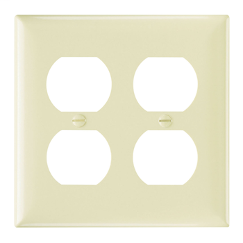 Product image for Pass & Seymour SP82-GRY 2Gang Wall Plate, 2 Duplex Receptacle, Standard - Gray