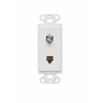 Product image for On-Q 26TELTV-WCC10 2-Outlet 4-Wire White Thermoplastic Communication Wallplate