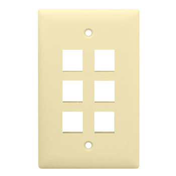Product image for On-Q WP3406-LA 1-Gang 6-Port Light Almond High Impact Flame Retardant Plastic Keystone Wallplate