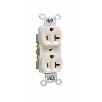 Pass & Seymour CR20-LA 20 Amp 125 VAC 2-Pole 3-Wire NEMA 5-20R Light Almond Nylon Face Corrosion-Resistant Duplex Receptacle Pass & Seymour CR20-LA 20 Amp 125 VAC 2-Pole 3-Wire NEMA 5-20R Light Almond Nylon Face Corrosion-Resistant Duplex Receptacle