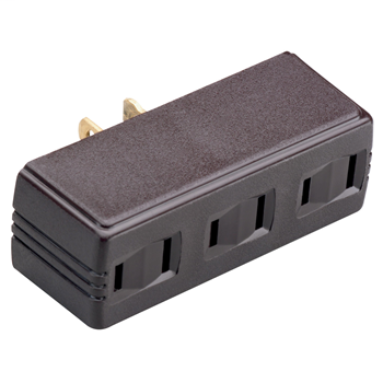Product image for Pass & Seymour 63 15A/125V Plug-in 1-to-3 Outlet Adapter, 2 Pole, 2 Wire, Brown