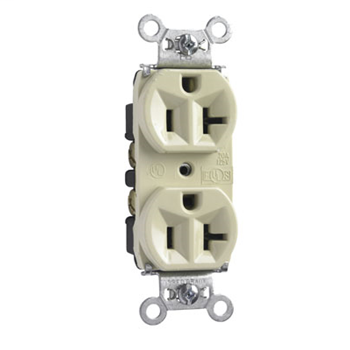 Pass & Seymour 5362-I 20 Amp 125 VAC 2-Pole 3-Wire NEMA 5-20R Ivory Nylon Duplex Receptacle Pass & Seymour 5362-I 20 Amp 125 VAC 2-Pole 3-Wire NEMA 5-20R Ivory Nylon Duplex Receptacle