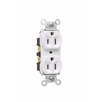 Pass & Seymour 5262-W 15 Amp 125 VAC 2-Pole 3-Wire NEMA 5-15R White Nylon Face Duplex Receptacle Pass & Seymour 5262-W 15 Amp 125 VAC 2-Pole 3-Wire NEMA 5-15R White Nylon Face Duplex Receptacle