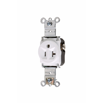Pass & Seymour 5361-W 20 Amp 125 VAC 2-Pole 3-Wire NEMA 5-20R White Nylon Face Heavy Duty Single Receptacle Pass & Seymour 5361-W 20 Amp 125 VAC 2-Pole 3-Wire NEMA 5-20R White Nylon Face Heavy Duty Single Receptacle